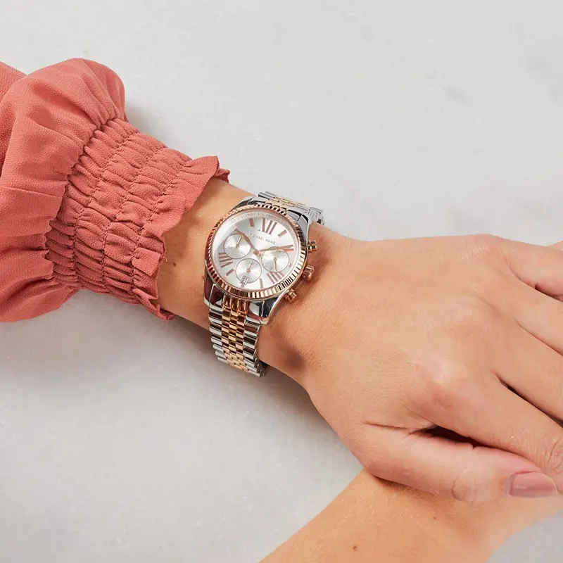 Michael Kors Lexington Tri-Tone Quartz Ladies Watch- MK5735